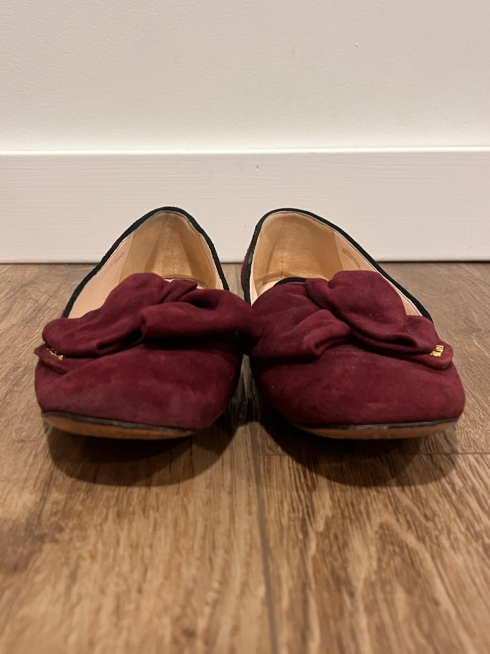 PRADA Red-burgundy-hued Suede Bow Flats/Smoking Slippers - Picture 5 of 15